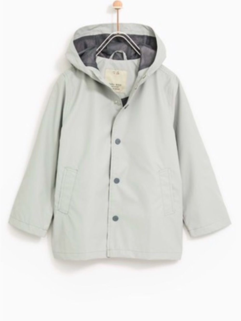 Pre-Owned Zara Kids Rain Jacket, Size 7 – Light Grey, Compact Travel-Friendly